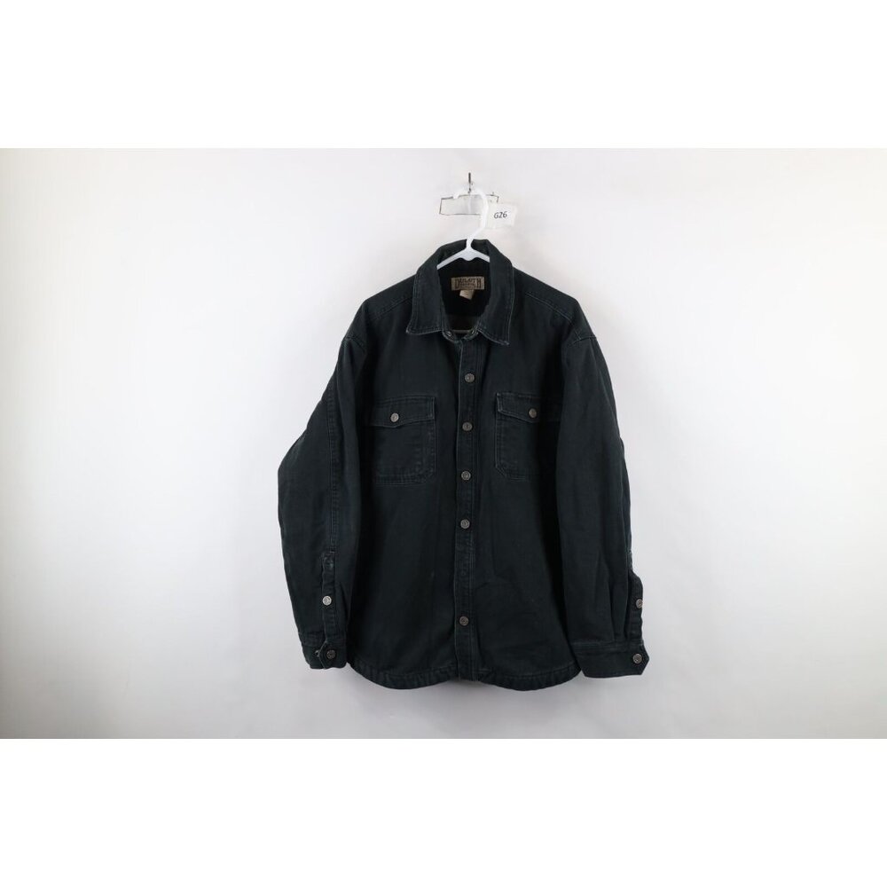 Duluth Trading Co Mens Large Distressed Fleece Lined Canvas Button Shirt Jacket - Picture 1 of 16